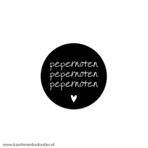 7 Stickers rond 35 mm pepernoten zwart/wit