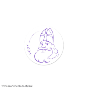 7 Stickers rond 35 mm Sinterklaas wit/paars