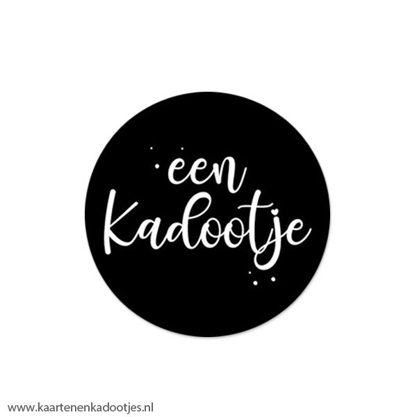 5 Stickers rond 50 mm een kadootje zwart/wit