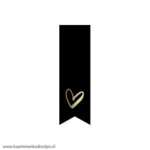 5 Stickers vaan 35 x 115 mm hart zwart/goudfolie