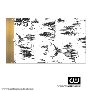 Kadozakje medium 12x19 cm reindeer forest wit/goudfolie