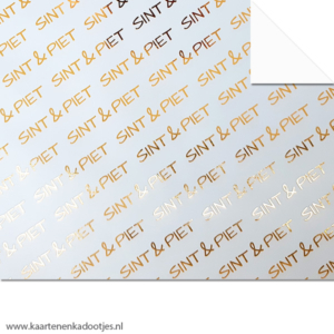 Kadopapier Sint & Piet lichtgrijs/metallic goudfolie