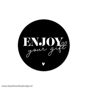 5 Stickers rond 50 mm enjoy your gift zwart/wit