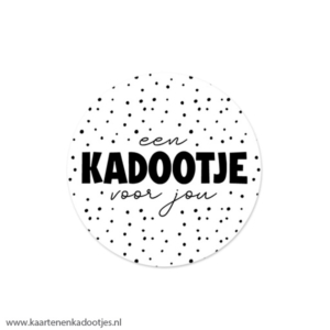 5 Stickers rond 50 mm een kadootje voor jou stipjes wit/zwart