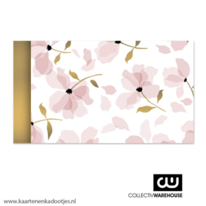 Kadozakje medium 12x19 cm layered petals roze/goudfolie