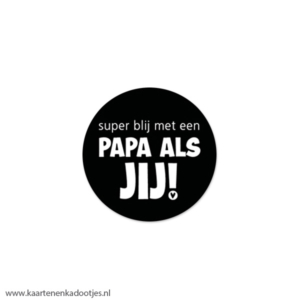 7 Stickers rond 35 mm super blij met een papa als jij zwart/wit