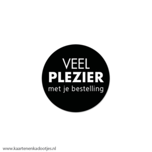 7 Stickers rond 35 mm veel plezier met je bestelling zwart/wit