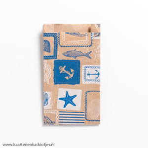 Kadozakje medium met zijvouw 12x19+4 cm zee en strand kraft