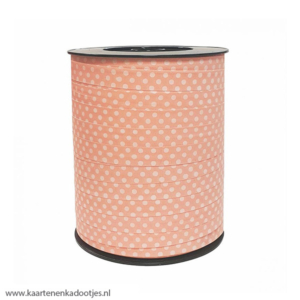 Krullint 10 mm dots roze/wit 3 meter