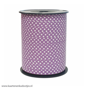Krullint 10 mm dots paars/wit 3 meter