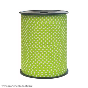Krullint 10 mm dots appelgroen/wit 3 meter