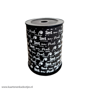 Krullint 10 mm Sint en Piet staf zwart/wit 3 meter