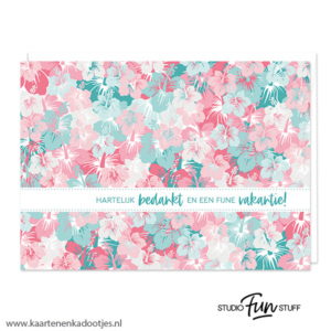 Kaart hartelijk bedankt en een fijne vakantie tropische bloemen