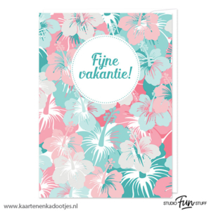 Kaart fijne vakantie tropische bloemen