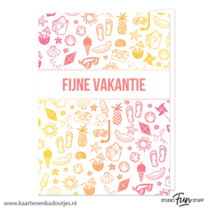 Kaart fijne vakantie illustraties kleurverloop van geel naar pink