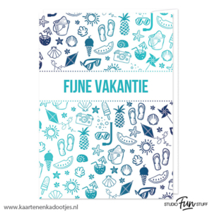 Kaart fijne vakantie illustraties kleurverloop van aqua naar navy