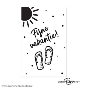 Kadokaartje rechthoek 55x85 mm fijne vakantie slippers wit/zwart