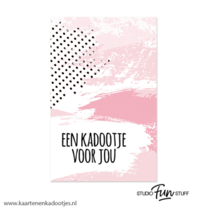 Kadokaartje rechthoek 55x85 mm een kadootje voor jou verf roze