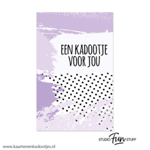 Kadokaartje rechthoek 55x85 mm een kadootje voor jou verf lila