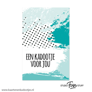 Kadokaartje rechthoek 55x85 mm een kadootje voor jou verf aqua