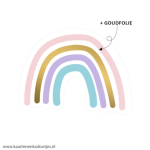 4 Stickers regenboog 65x50 mm rainbow goudfolie