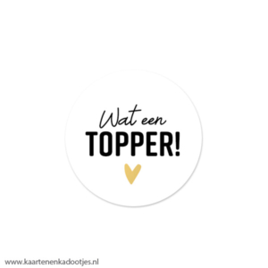 6 Stickers rond 40 mm wat een topper hartje goudfolie