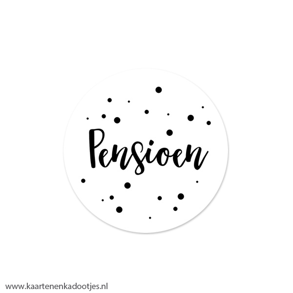 5 Stickers rond 45 mm pensioen dots wit/zwart