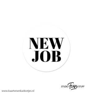 6 Stickers rond 40 mm new job wit/zwart