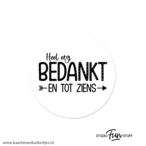 5 Stickers rond 51 mm heel erg bedankt en tot ziens