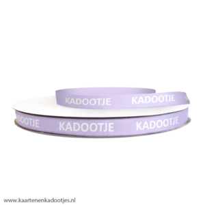 Satijnlint 12 mm kadootje lila/wit 3 meter