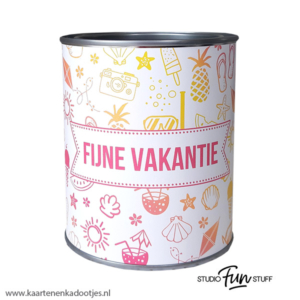 Kadoblik 750 ml fijne vakantie verloop van pink naar geel