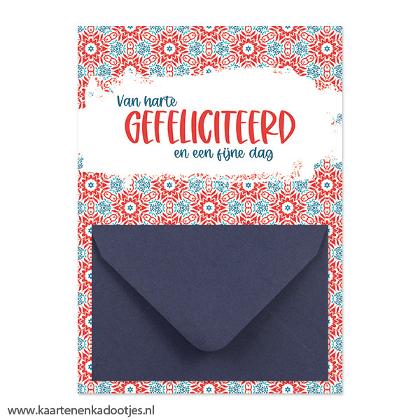 Geldkaart van harte gefeliciteerd en een fijne dag - diverse envelopkleuren - Afbeelding 2