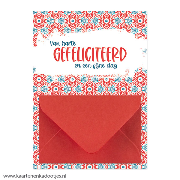Geldkaart van harte gefeliciteerd en een fijne dag - diverse envelopkleuren