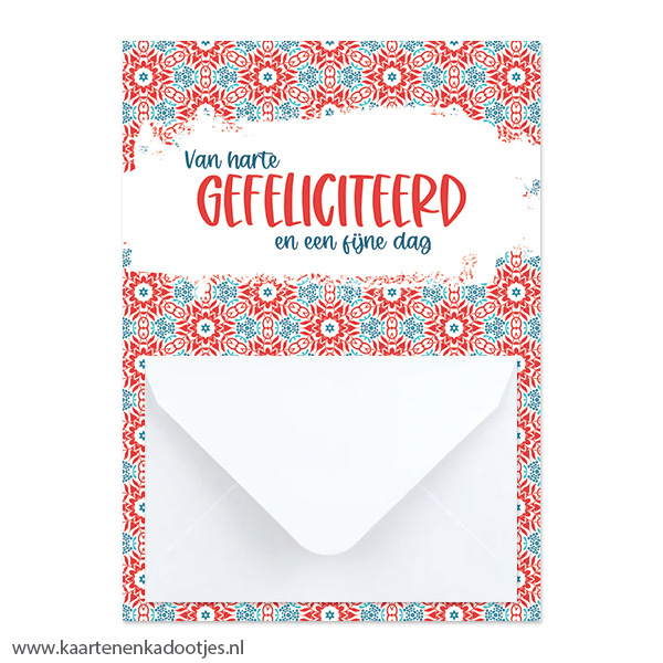 Geldkaart van harte gefeliciteerd en een fijne dag - diverse envelopkleuren - Afbeelding 3