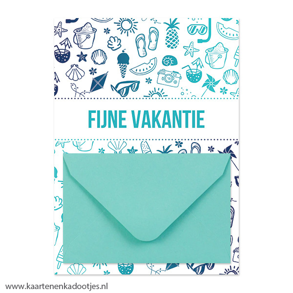 Geldkaart fijne vakantie verloop blauw/aqua - diverse envelopkleuren