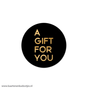 6 Stickers rond 40 mm a gift for you zwart/goudfolie