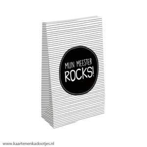 Blokbodemzakje 14x26x8 cm mijn meester rocks