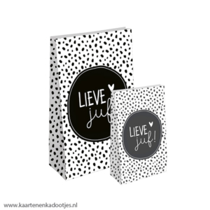 Blokbodemzakje 14x26x8 cm lieve juf