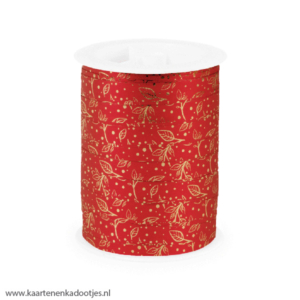 Krullint 10 mm leaves rood/goudfolie 3 meter