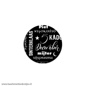 7 Stickers rond 35 mm Sinterklaas teksten zwart/wit