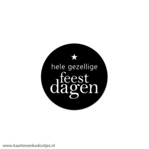 7 Stickers rond 35 mm hele gezellige feestdagen zwart/wit