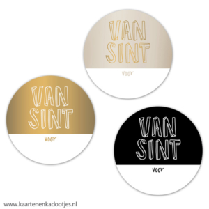 3 Stickers rond 50 mm van Sint voor goudfolie assorti
