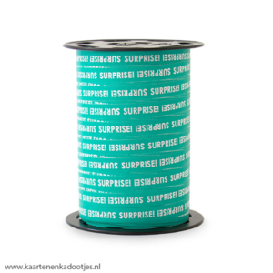 Krullint 10 mm surprise surprise turquoise/wit 3 meter