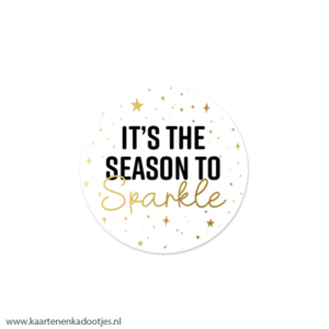 6 Stickers rond 40 mm it's the season to sparkle goudfolie