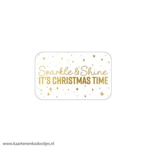 7 Stickers rechthoek 40x25 mm sparkle & shine it's Christmas time goudfolie