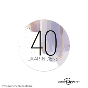 5 Stickers rond 51 mm 40 jaar in dienst verfstreken lila/roest