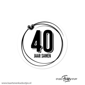 5 Stickers rond 51 mm 40 jaar samen swirl hartje