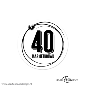 5 Stickers rond 51 mm 40 jaar getrouwd swirl hartje