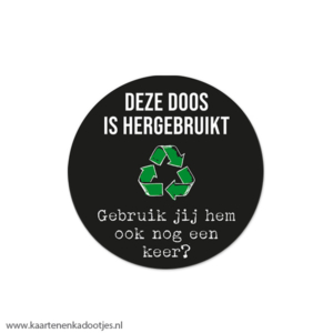 5 Stickers rond 50 mm deze doos is hergebruikt