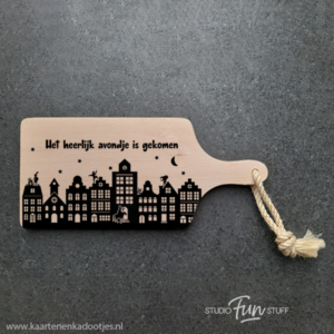 Borrelplank 35x16 cm het heerlijk avondje is gekomen Sinterklaas